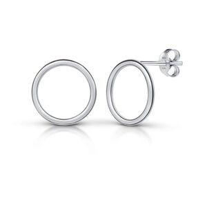 NEW Unisex Round Circle 925 Sterling Silver Stud Earrings‎ 12mm